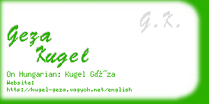 geza kugel business card